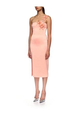 Abito midi asimmetrico in raso color pesca DAVID KOMA | RE26DK67DPEACH